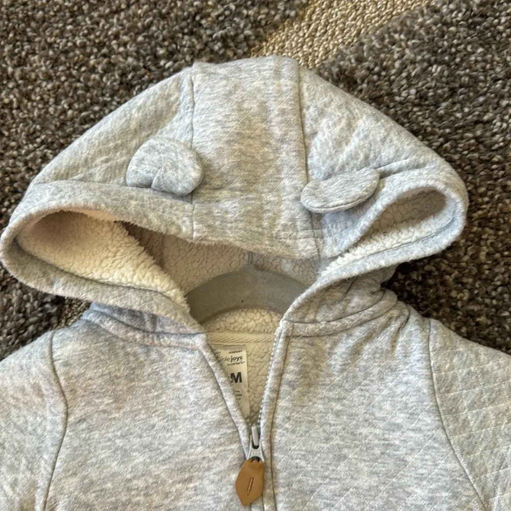 Simple Joys by Carters Baby Boy Gray Sherpa Lined Hooded Winter Coat Ears 12M